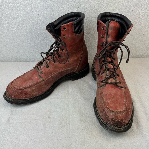 Vintage Red Wing Men Size 14 Work Boot Red Brown Leather USA Soft Moc Toe 402 - Picture 1 of 10